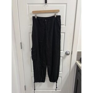 Young Fabulous & Broke YFB Womens Black Cargo Pants Drawstring Bungee Hem Size M